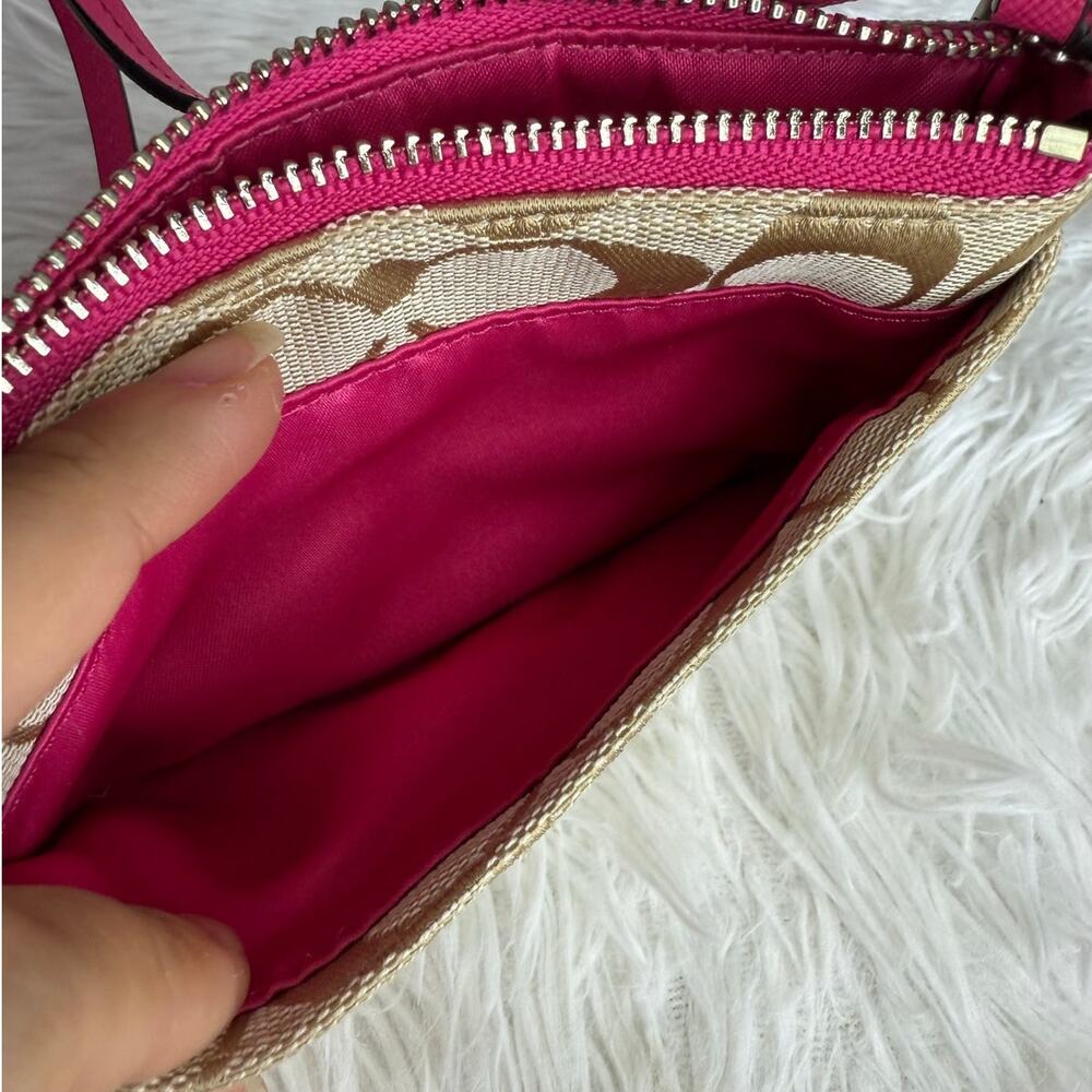 COACH Pink Tan Signature Canvas Wristlet - Picture 6 of 6